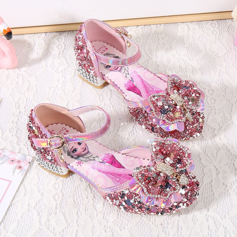 Girls' Sandals Summer Fashion Baby Princess Children'S Casual Soft-Soled Crystal Shoes Little Girl High Heels Princess Style - Image 2