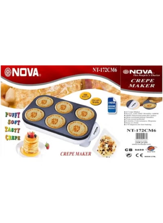 NOVA Nova 172CM6 Electric Crepe & Pancake Maker – 1000W Non-Stick Breakfast Appliance with 270° Fast Heating, Heat-Resistant Handles & Metal Pedestal | Multi-Function Cooking Plate with 6-Piece Tool Set | Easy to Clean, Safe to Use – 220-240V Kitchen Gadget  - Image 5