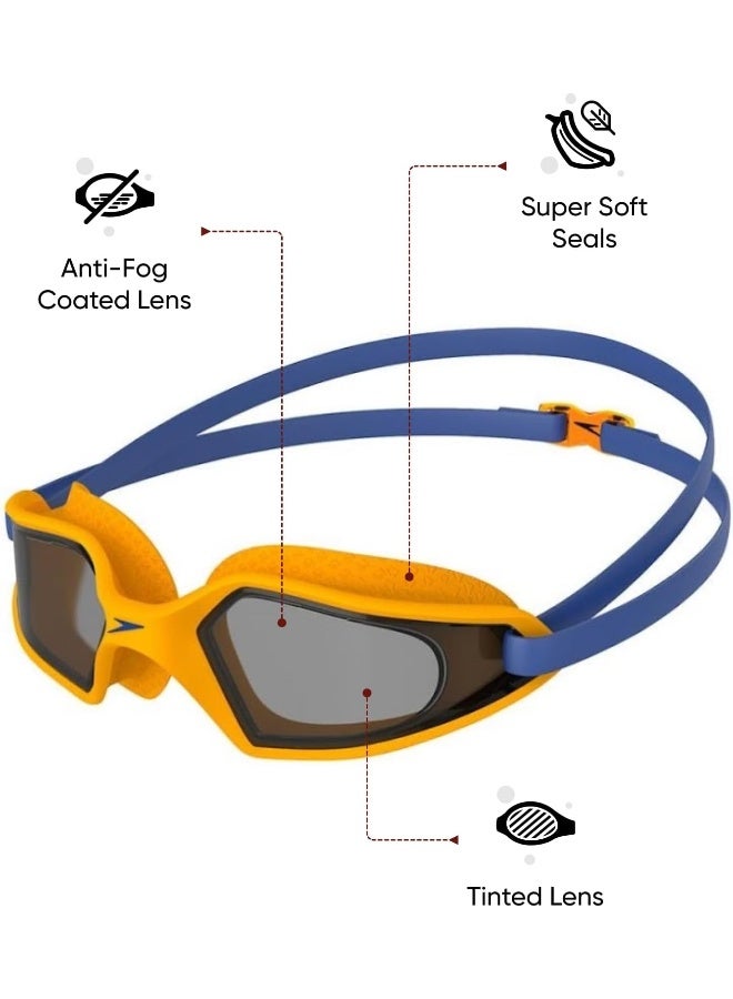 Speedo Speedo Unisex Junior Hydropulse Tint-Lens Goggles - Blue & Orange | Premium Swimwear & Swimming Accessory by Speedo for Training, Fitness and Recreational Use - Premium Goggles for Performance, Durability and Everyday Use - Image 2