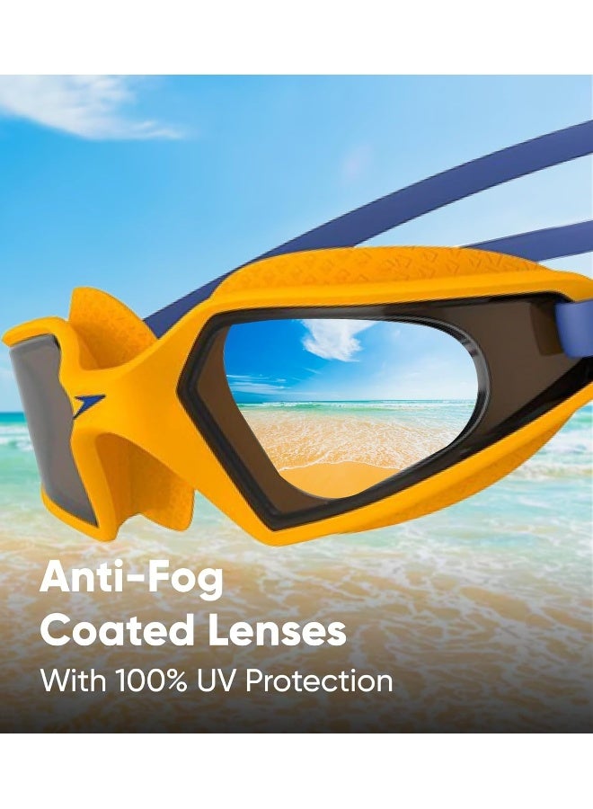 Speedo Speedo Unisex Junior Hydropulse Tint-Lens Goggles - Blue & Orange | Premium Swimwear & Swimming Accessory by Speedo for Training, Fitness and Recreational Use - Premium Goggles for Performance, Durability and Everyday Use - Image 3