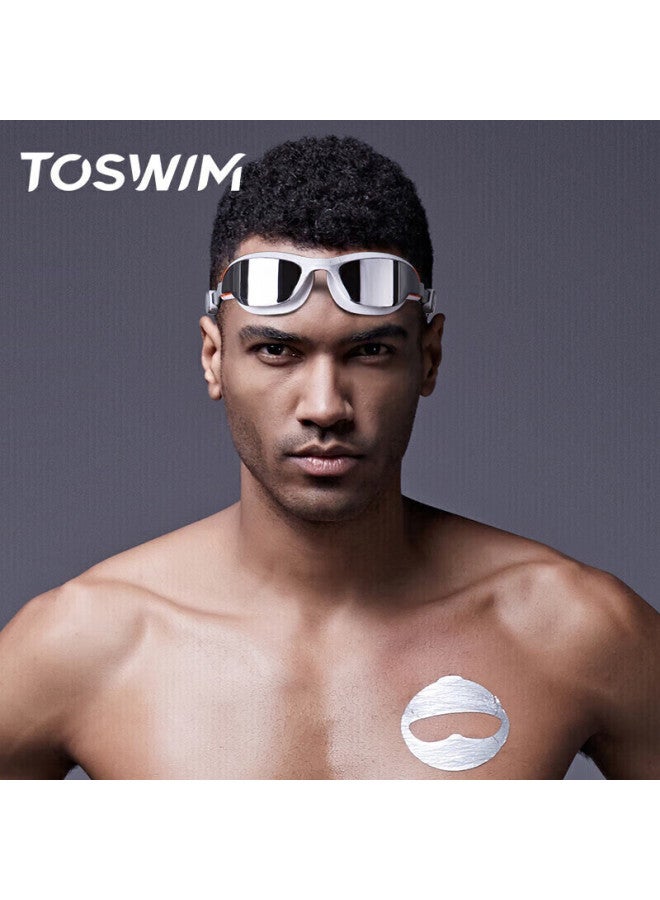 Toswim Large Frame Coated Swimming Goggles For Men And Women, Waterproof Anti-fog Hd Swimming Gl, Ice Frost Sea - Image 2