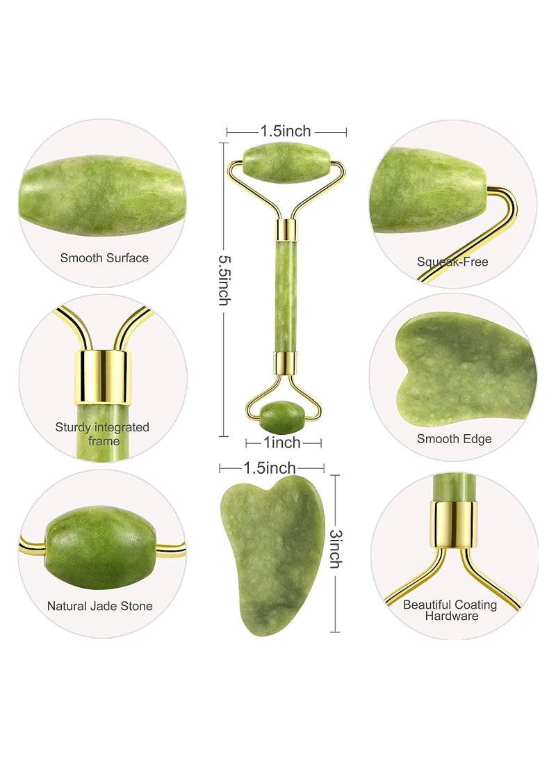 Anti-Aging Jade Roller Massage And Gua Sha Facial Tools Set-Natural Jade Gua Sha Massage Tool For Face And Full Body - Image 2
