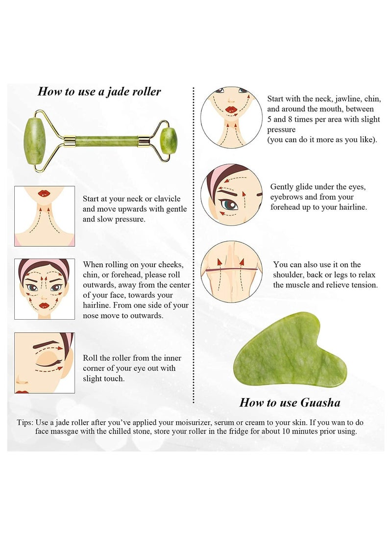 Anti-Aging Jade Roller Massage And Gua Sha Facial Tools Set-Natural Jade Gua Sha Massage Tool For Face And Full Body - Image 5