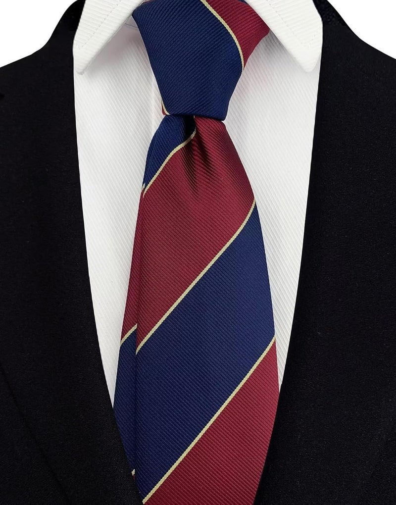 Secdtie Men's Classic Stripe Jacquard Woven Silk Tie Formal Party Suit Necktie - Image 2