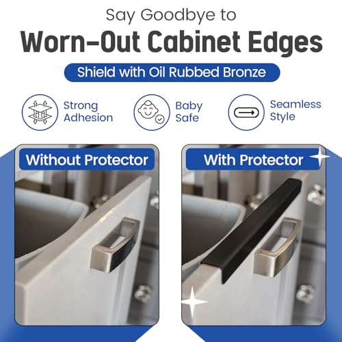 SEAR'D Stainless Steel Drawer Cap Protects Cabinet Edges from Damage. Slip-on Design with 3M Adhesive for a Secure fit. Fits 3/4" Thick or Less Doors and Drawers (Oil Rubbed Bronze, 11 Inch) - Image 5