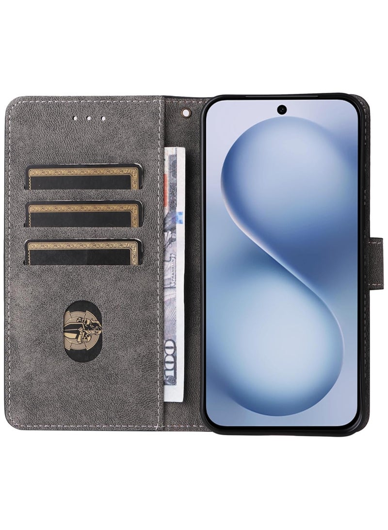 غطاء قابل للطي لهاتف Vivo X200 FE مع حبل تعليقي قابل للفصل، مصنوع من جلد PU يوفر حماية كاملة من الصدمات، كما يتميز بوظيفة حجب RFID ضد السرقة، ويعمل كمحفظة ذات تصميم دفتر. - Image 5