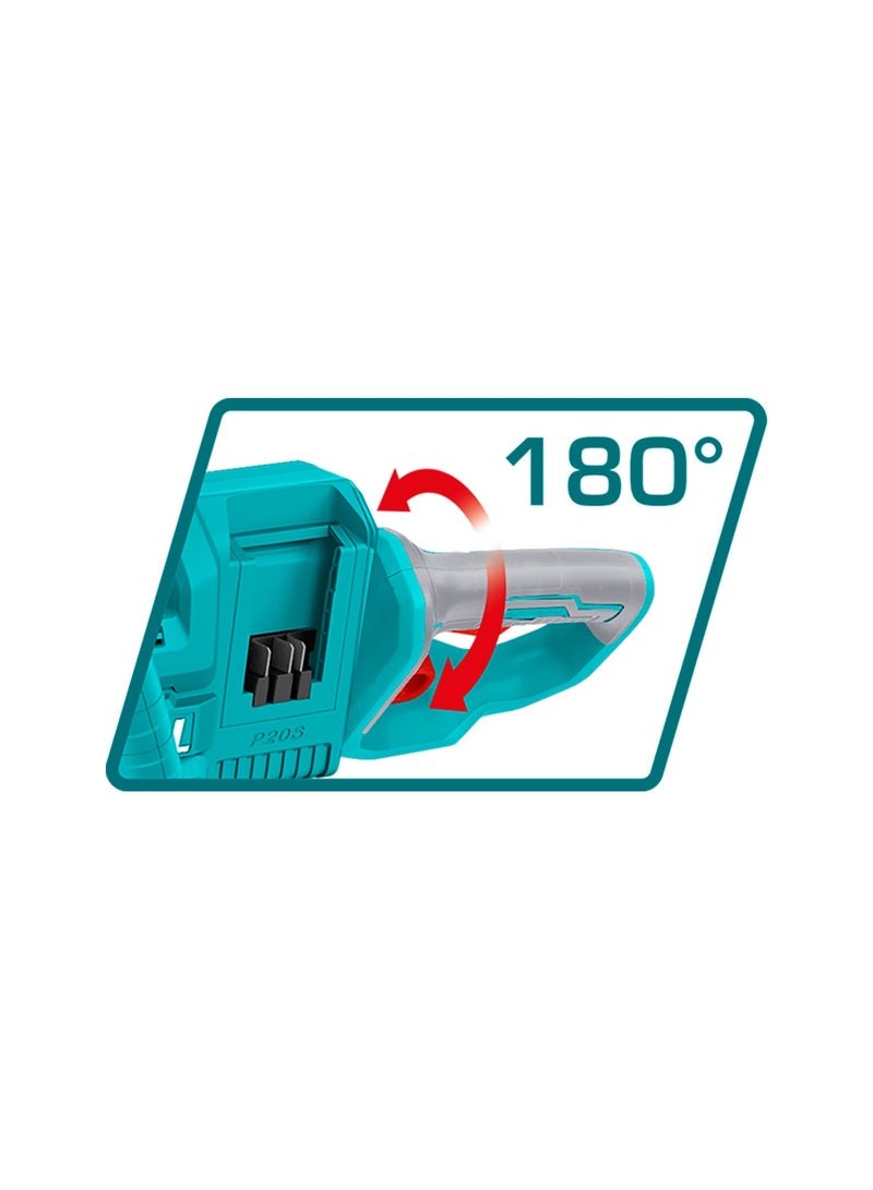 توتال ماكينة تشذيب الشجيرات اللاسلكية بدون فرشات توتال 40 فولت (شفرة 650 مم) - نظام مزدوج عالي الطاقة 20 فولت مع 3600 دورة في الدقيقة، ومسافة بين الأسنان 27 مم، وبطاريتين سعة 2.0 أمبير/ساعة، وشاحن سريع ثنائي المنفذ - THTLI400282 - Image 3