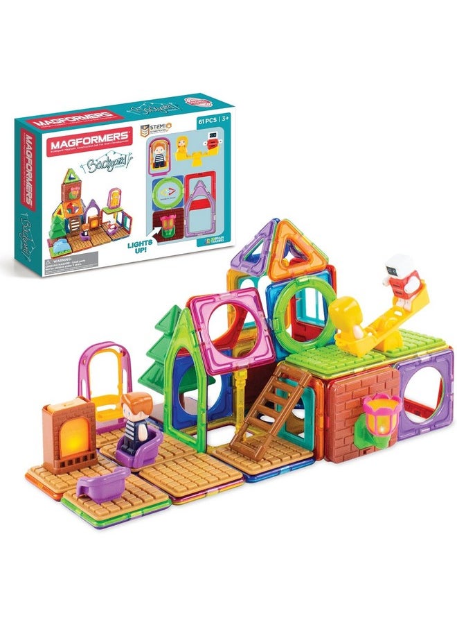 Magformers Magformers Backyard Adventure 61 Piece Set, for Children Ages 3 and Older - Building Blocks, STEM Toy, Award-Winning Educational Magnetic Tiles, Rainbow Colors  - Image 1