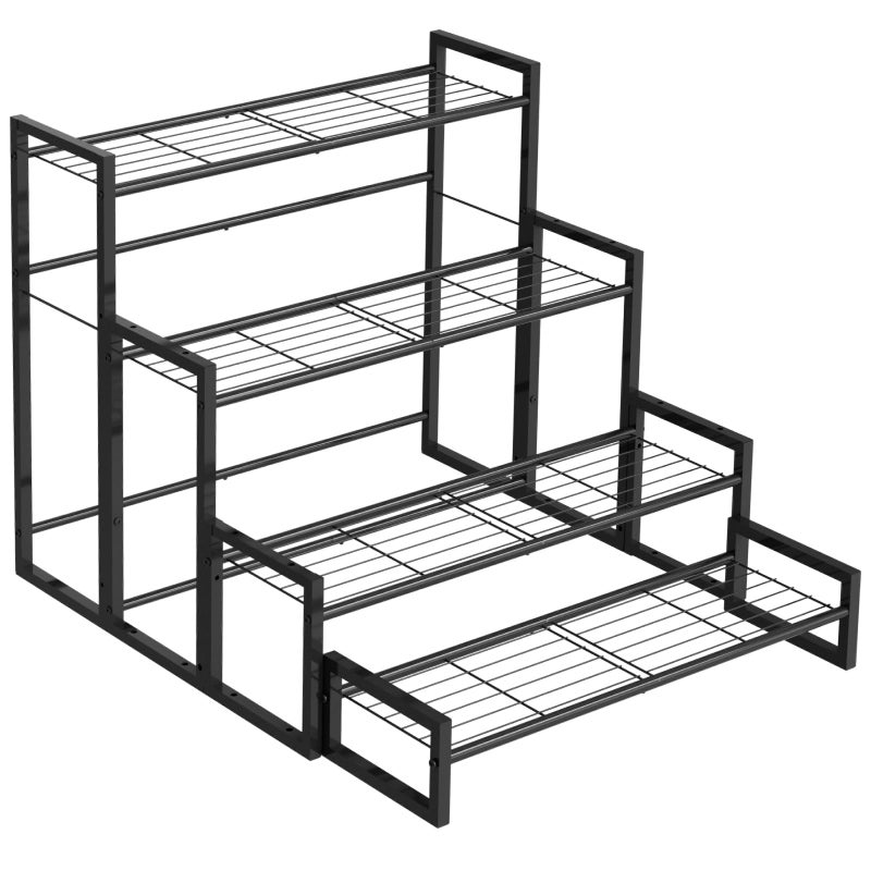 VyGrow Plant Stand, 4 Tier Stackable Tiered Plant Stand, Scalable Heavy Duty Tall Plant Shelf for Indoor Outdoor, Garden, Display Shelves, Flower Pot Holder, Black - Image 1