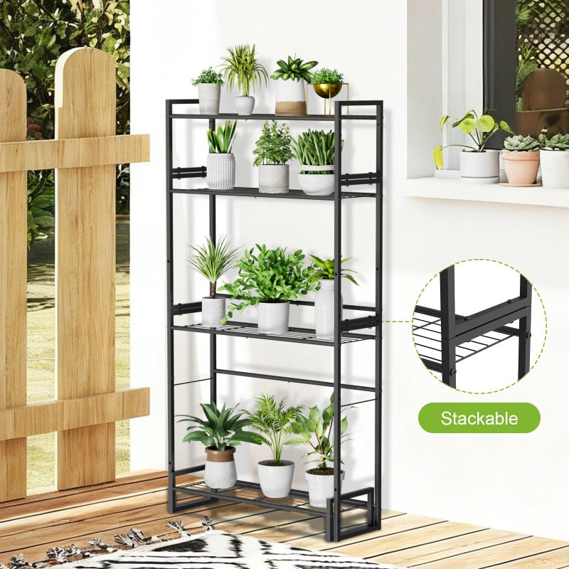 VyGrow Plant Stand, 4 Tier Stackable Tiered Plant Stand, Scalable Heavy Duty Tall Plant Shelf for Indoor Outdoor, Garden, Display Shelves, Flower Pot Holder, Black - Image 4