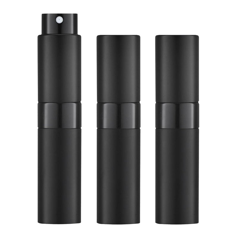 LISAPACK 8ML Atomizer Perfume Spray Bottle for Travel (3 PCS) Empty Cologne Dispenser, Portable Sprayer Travel Essentials for Men and Women (Black) - Image 1