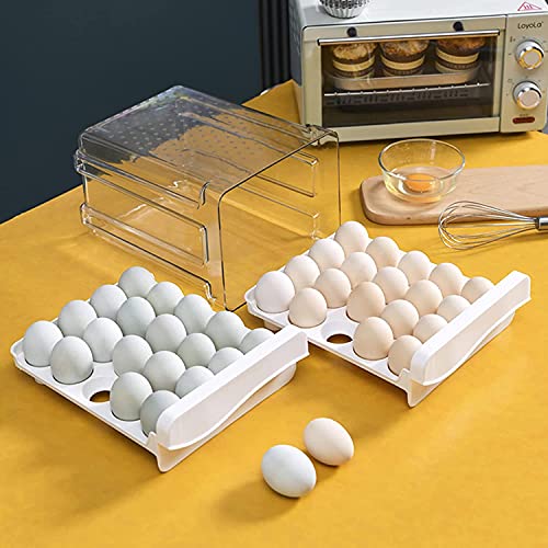 MosQuick Polypropylene Egg Holder For Refrigerator, 40 Grid 2 Layer Drawer Type Egg Storage Egg Carrier Egg Fresh Storage Box Container Egg Tray - Image 5