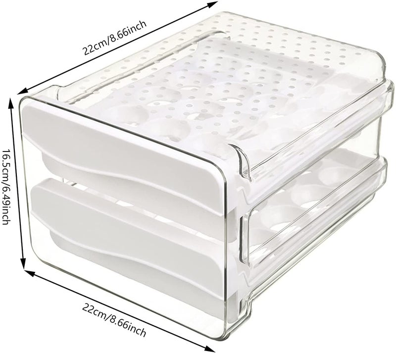 MosQuick Polypropylene Egg Holder For Refrigerator, 40 Grid 2 Layer Drawer Type Egg Storage Egg Carrier Egg Fresh Storage Box Container Egg Tray - Image 2