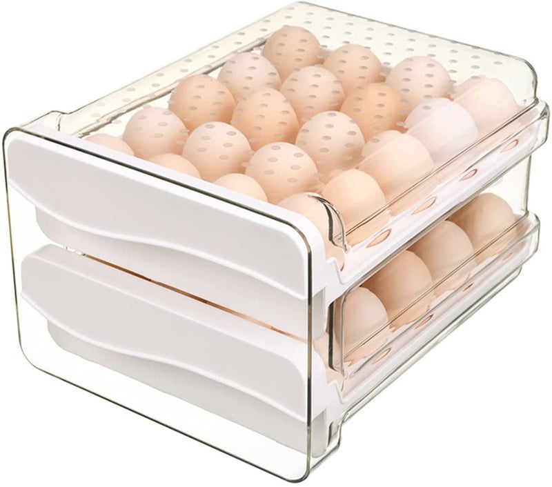 MosQuick Polypropylene Egg Holder For Refrigerator, 40 Grid 2 Layer Drawer Type Egg Storage Egg Carrier Egg Fresh Storage Box Container Egg Tray - Image 4