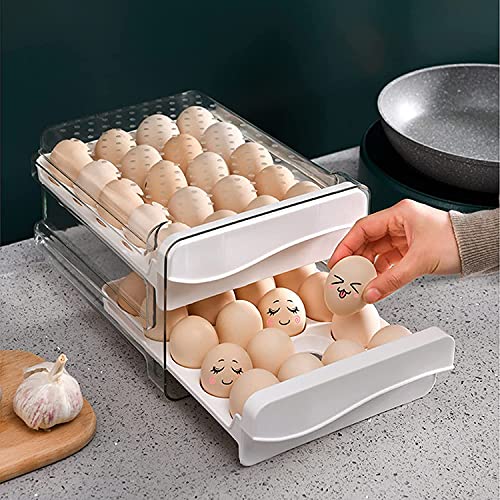 MosQuick Polypropylene Egg Holder For Refrigerator, 40 Grid 2 Layer Drawer Type Egg Storage Egg Carrier Egg Fresh Storage Box Container Egg Tray - Image 1