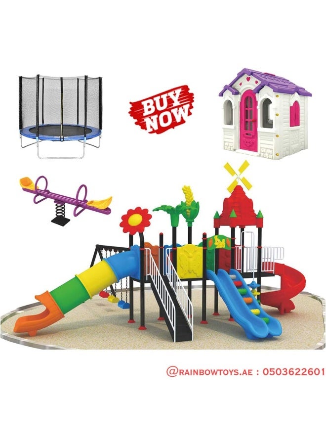 Rainbow Toys RBW TOYS Outdoor Garden Discovery Playset, The Best Backyard Multifunctional Easy Climber, Slide and Swing Sets for Children Activities & Games All In One - Image 1