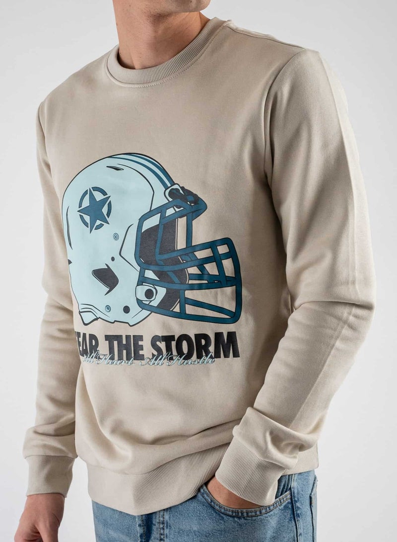 اونلي اند سانز سويت شيرت كرة قدم مطبوع بياقة دائرية - Image 1