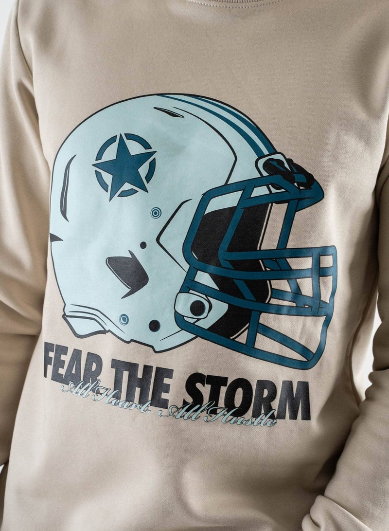 اونلي اند سانز سويت شيرت كرة قدم مطبوع بياقة دائرية - Image 3