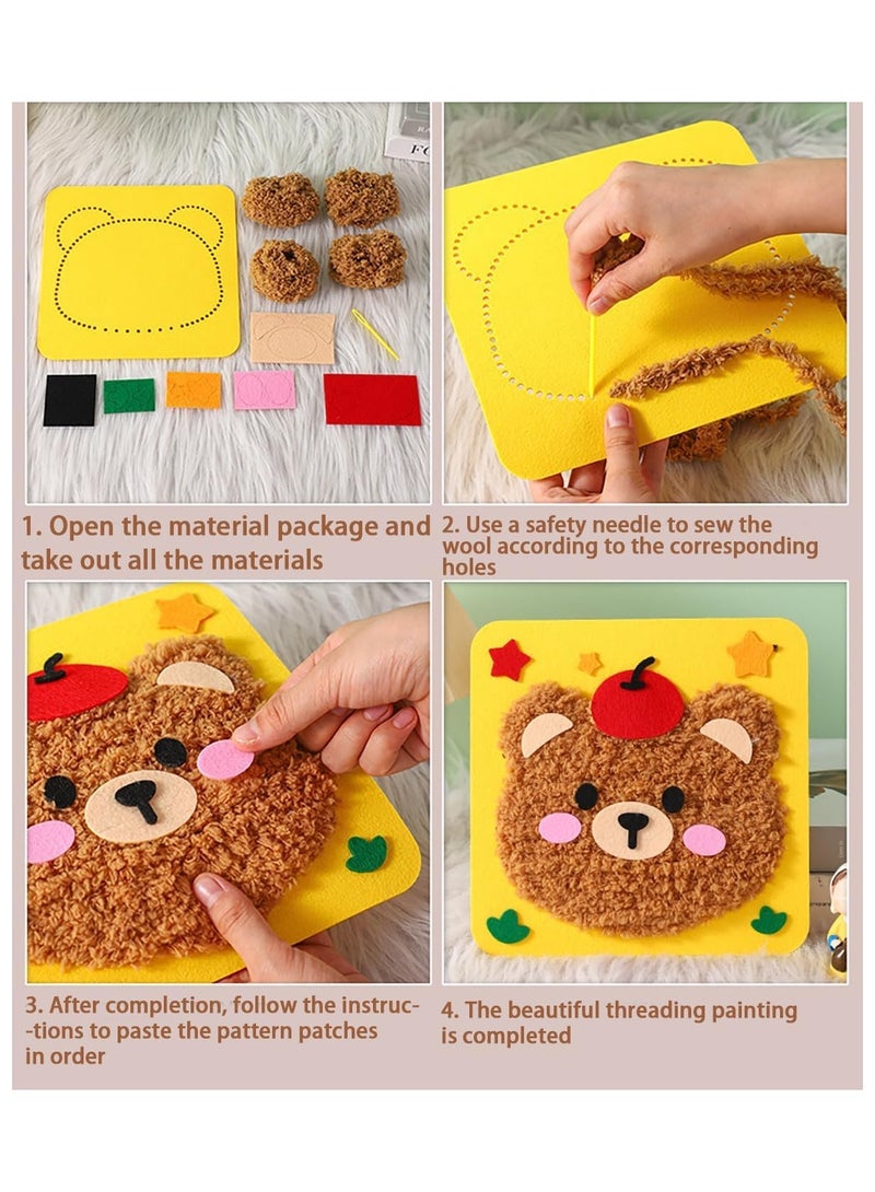 3 Pack DIY Embroidery Doll Set for Kids  Funny Cartoon Animal Sewing Craft Kit, Cartoon Animal Felt Embroidery Stitching with Stickers - Image 3