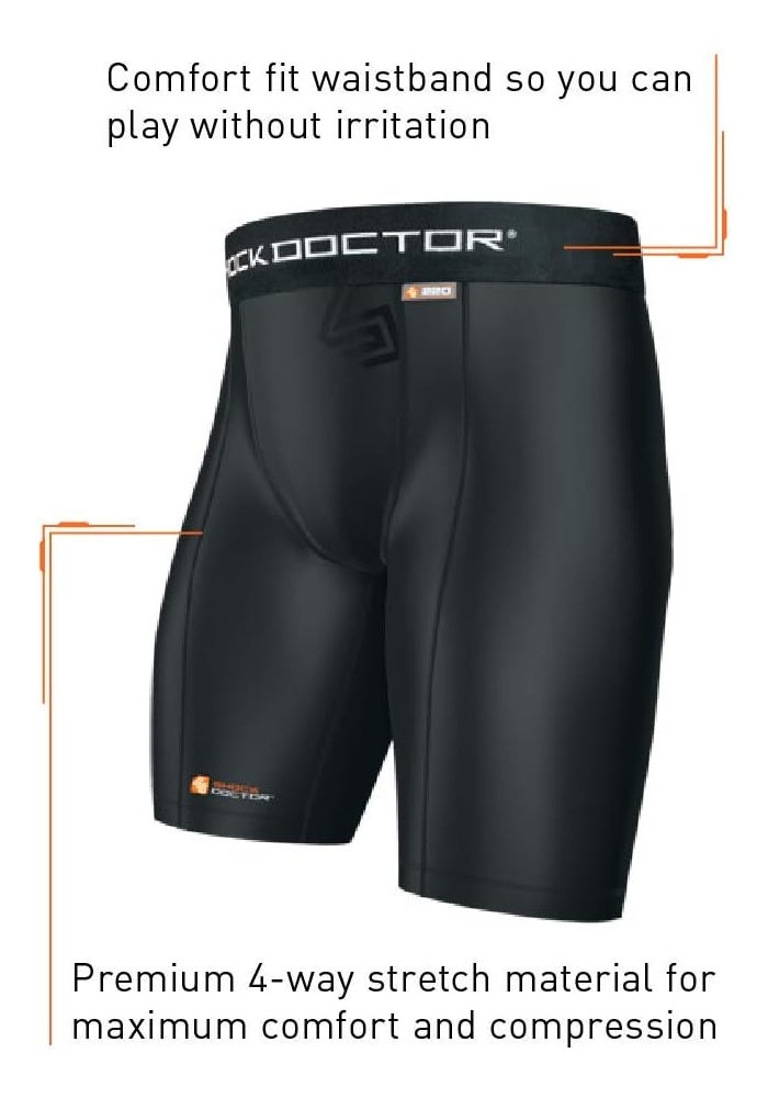 Shock Doctor Compression Shorts with Cup Pocket - Athletic Supporter Underwear for Youth & Adults - Image 2