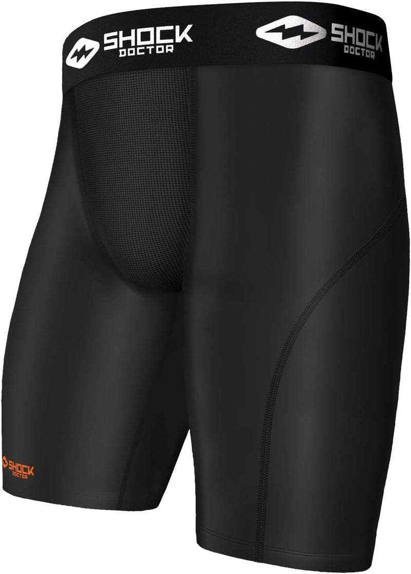 Shock Doctor Compression Shorts with Cup Pocket - Athletic Supporter Underwear for Youth & Adults - Image 1