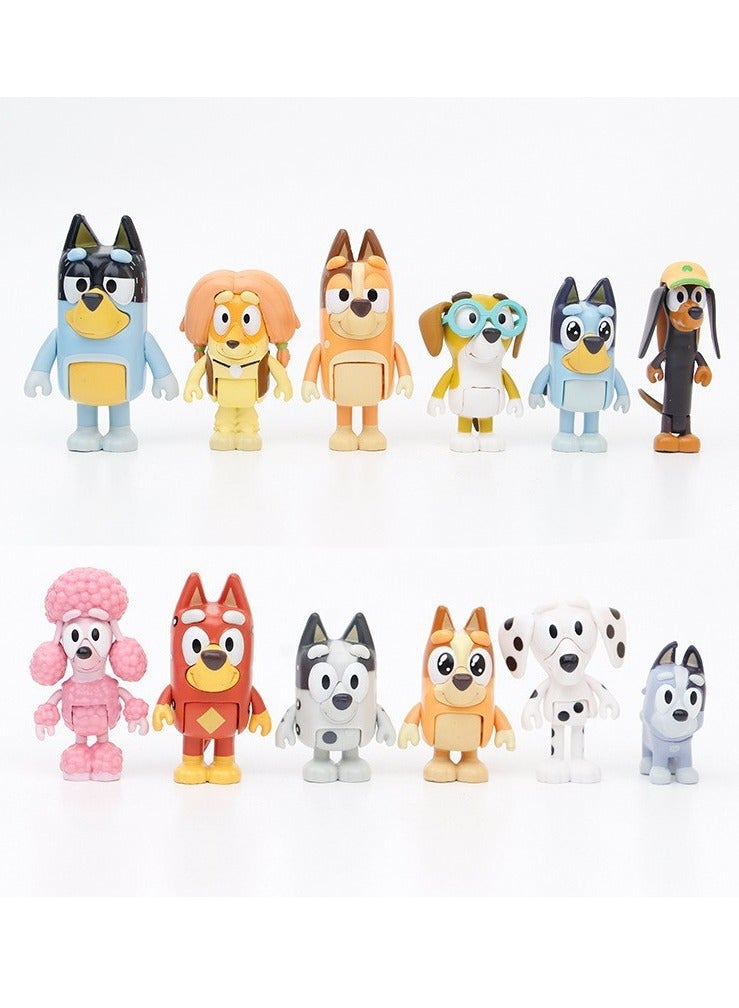 12 PCS Wolfs-Bluey Family and Friends Action Figures Toys Playset for Desk and Bedroom Decoration - Image 1