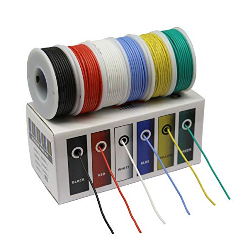 CBAZY™ Hook up Wire Kit (Stranded Wire Kit) 24 Gauge Flexible Silicone Rubber Electric Wire 6 Colors 19.6 feet Each 24 AWG - Image 1