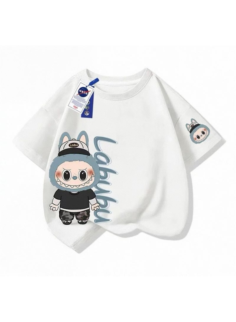 Children's Summer Pure Cotton Half Sleeve Boys and Girls Fashion Trend Top  - Image 1