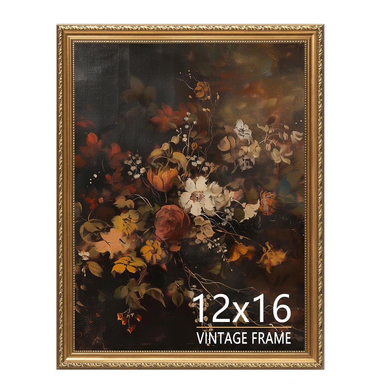 ASTRDECOR 12x16 Vintage Picture Frame, 12 by 16 Gold Frame for Tabletop & Wall Decor, Antique Photo Frame for Home, Office, Gallery Wall Decor - 1 Pack - Image 1