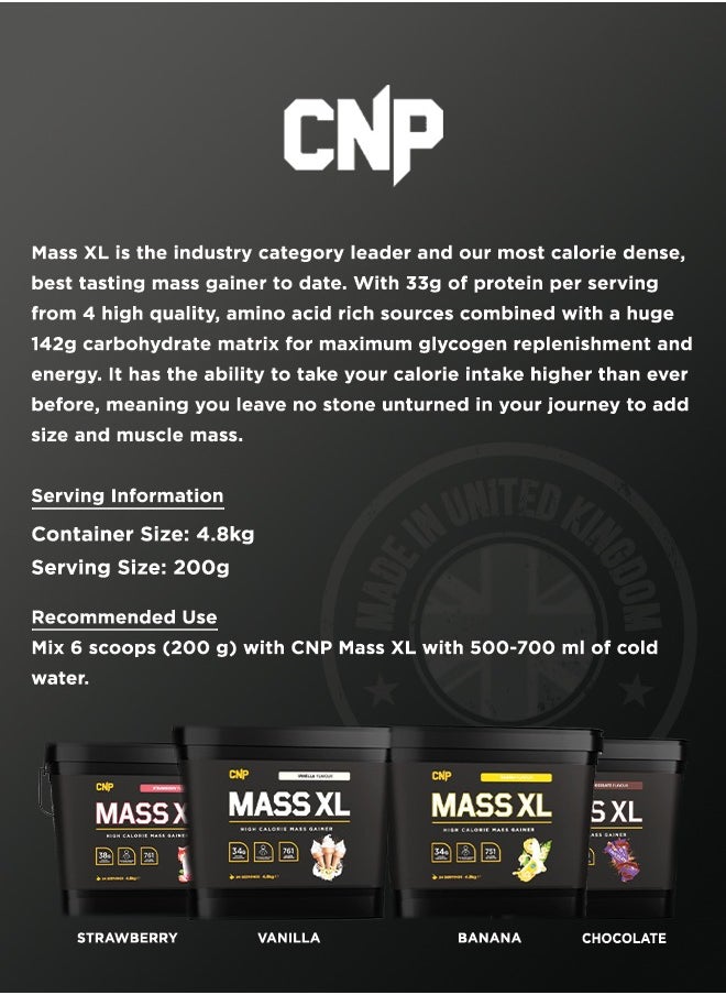 CNP Professional - Mass XL, High Calorie Lean Mass, Muscle, Weight Gainer Powder 4.8kg, Banana Flavour - Image 1