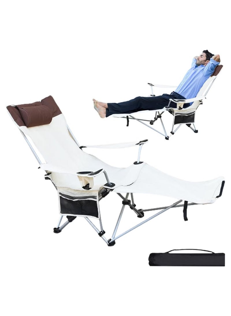 Generic Foldable Chair Bed with Arm Rests Camping Deck Chair Outdoor Beach Folding Chair Portable Recliner Deck Chairs for Swimming Pool  - Image 2