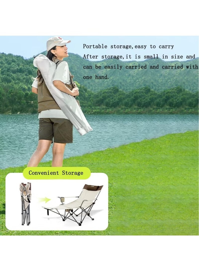 Generic Foldable Chair Bed with Arm Rests Camping Deck Chair Outdoor Beach Folding Chair Portable Recliner Deck Chairs for Swimming Pool  - Image 3