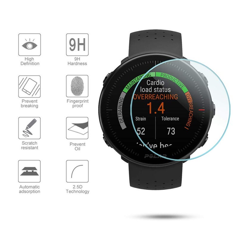 Diruite 4-Pack for Polar Vantage M/Polar Vantage V Screen Protector, 2.5D 9H Hardness Ultra-Thin Tempered Glass Screen Protective Film [Anti-Scratch] - Image 2