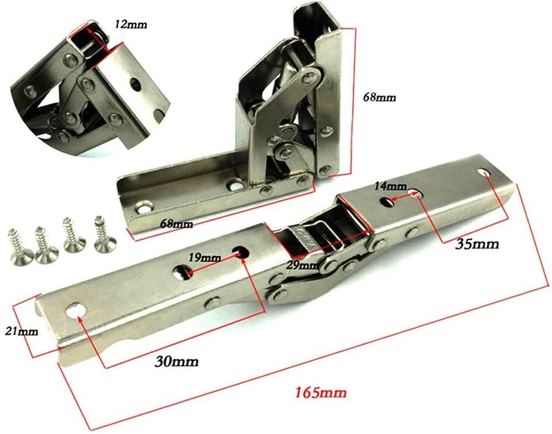 ADA 4 Pieces Stainless Steel 90 Degree Folding Shelf Hinged Bracket Hidden Desk Frame Hinged Furniture Accessories Folding Shelves - Image 2