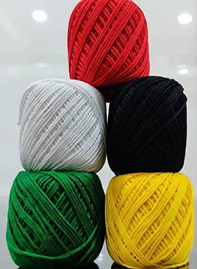 LEEHELTON® 5 Piece Set Cotton Crochet Yarn for Knitting and Crafting Work Hand Work Thread 5 Colour Evergreen - Image 4