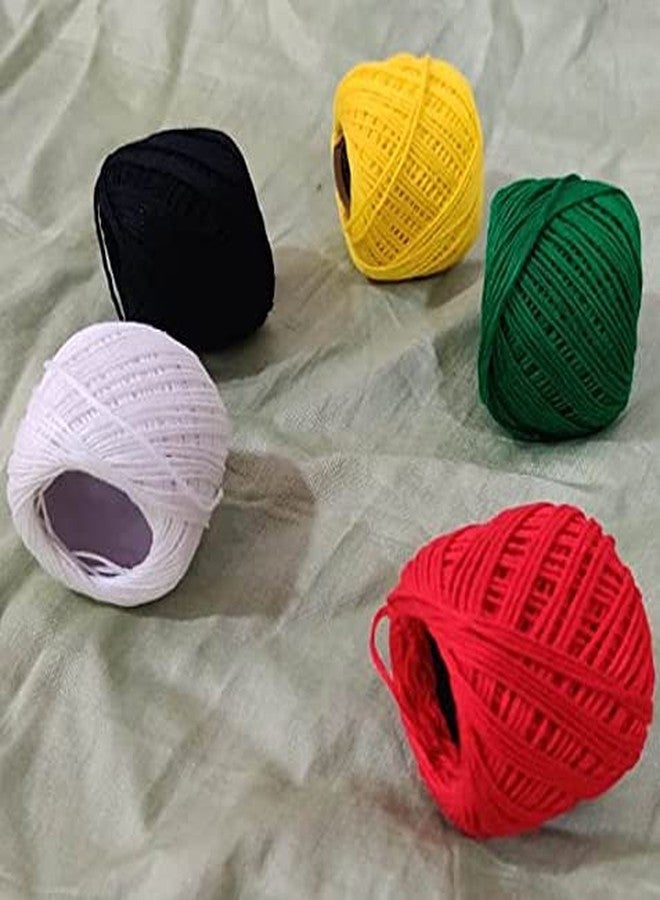 LEEHELTON® 5 Piece Set Cotton Crochet Yarn for Knitting and Crafting Work Hand Work Thread 5 Colour Evergreen - Image 2