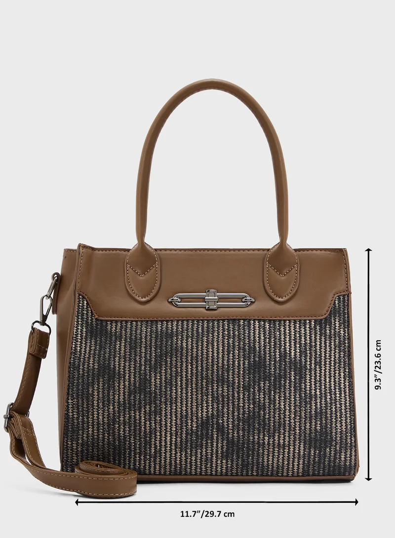 ايلا Womens Satchel With Fabric Contrast