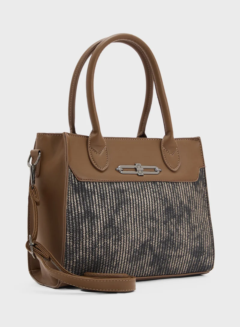 ايلا Womens Satchel With Fabric Contrast