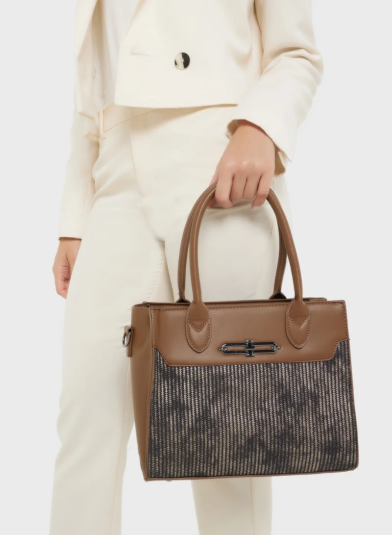 ايلا Womens Satchel With Fabric Contrast