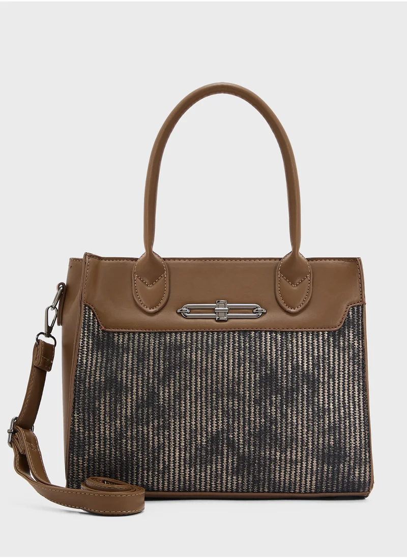 ايلا Womens Satchel With Fabric Contrast