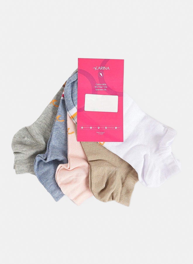 Carina Cotton Ankle Socks - 5 Pairs - Image 2