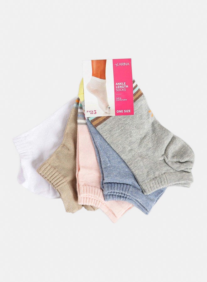Carina Cotton Ankle Socks - 5 Pairs - Image 1