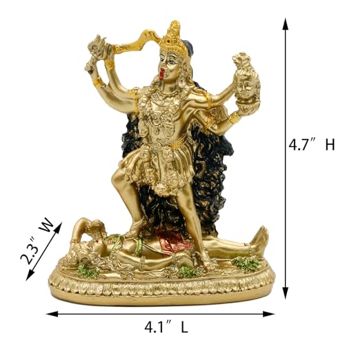 BangBangDa Hindu Goddess Kali Statue Sculpture - Indian God Decorative Antique Idol - India Goddess of Time and Death Figurine Murti Pooja Puja Buddha Temple Mandir Decor - Image 4