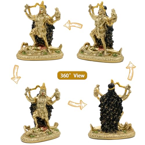 BangBangDa Hindu Goddess Kali Statue Sculpture - Indian God Decorative Antique Idol - India Goddess of Time and Death Figurine Murti Pooja Puja Buddha Temple Mandir Decor - Image 2