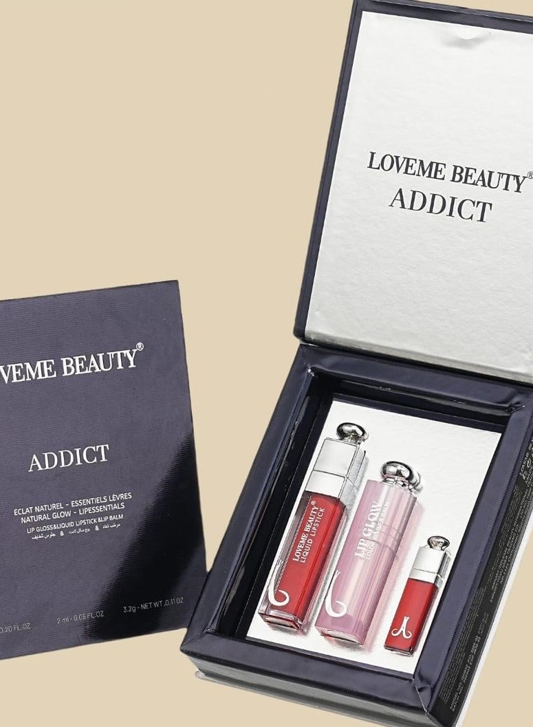 لافمي بيوتي  أحمر شفاه ثابت + قلوس + مرطب شفاه