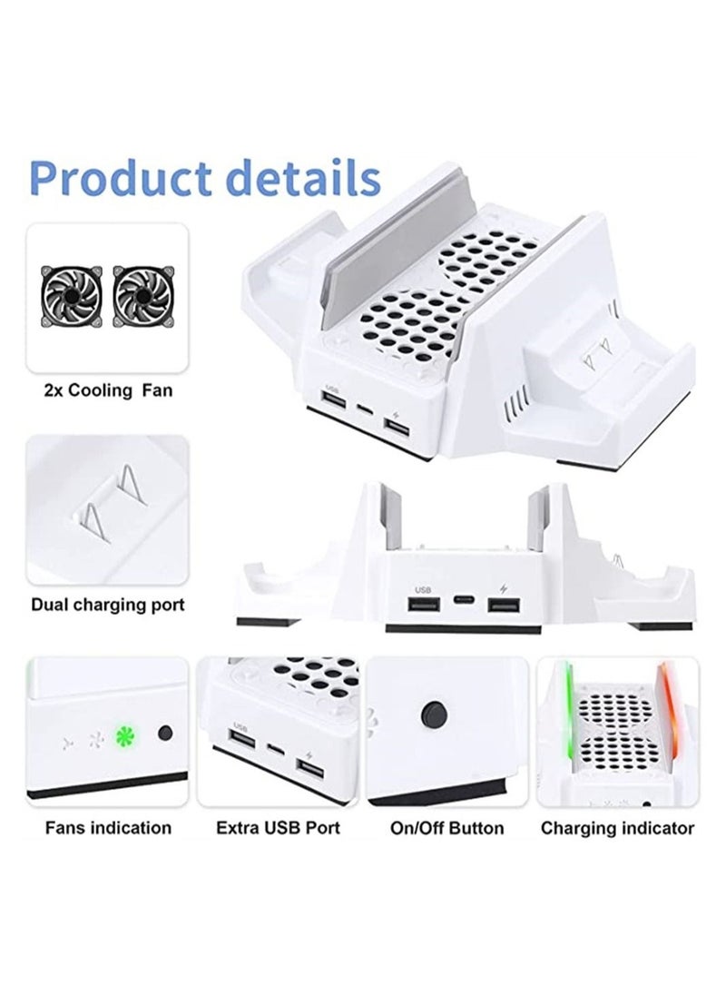 Cooling Stand for Xbox Series S, Vertical and Charging Stand, 3 Speeds with LED Indicators, Dual Controller USB Ports 2 x 800mAh Rechargeable Batteries XSX|S/One S/One X/One