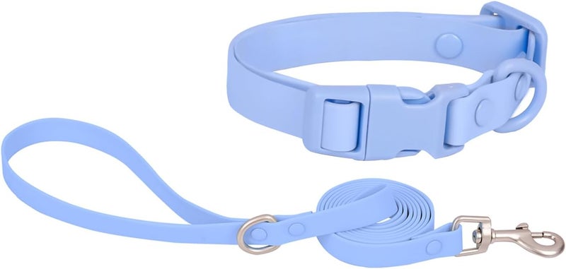 Ovale Waterproof Dog Collar Leash Combo Set, Durable and Easy to Clean, for Small Dogs.(S, Light Blue) - Image 1