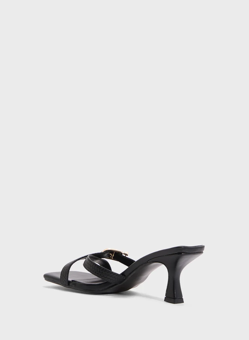 Ginger Heeled Mule With Buckle