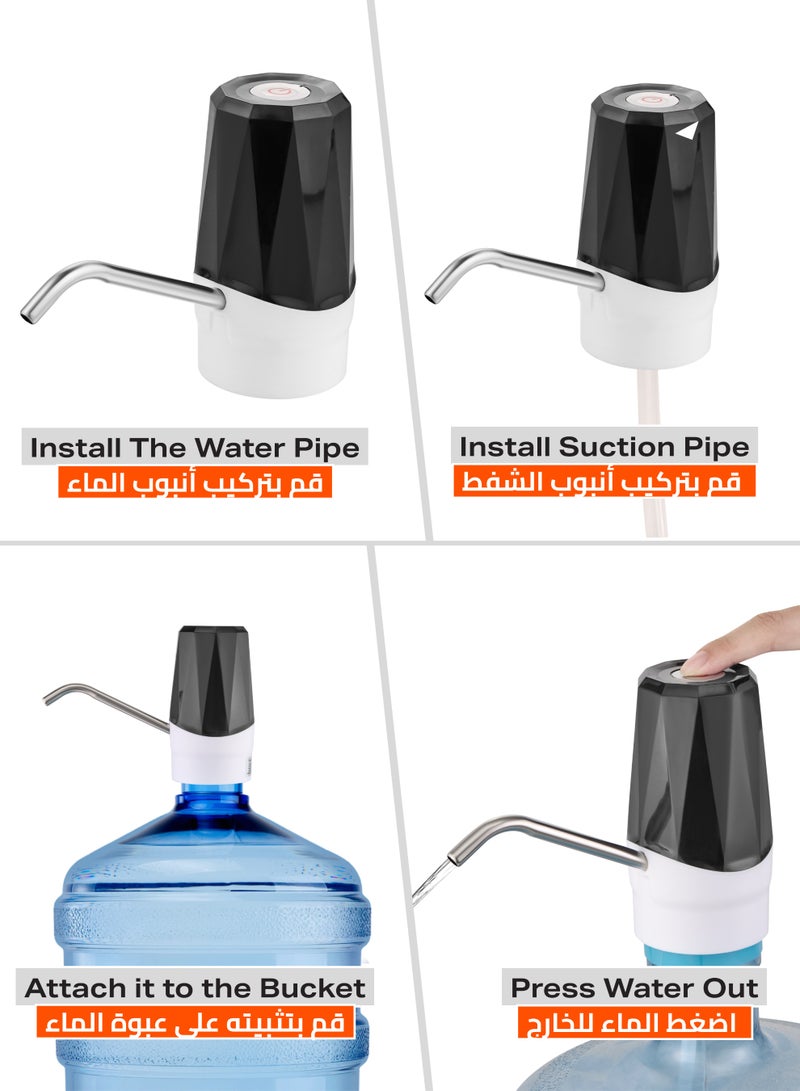 لوازم مضخة مياه صغيرة الحجم ومحمولة مع غلاف بلاستيكي وأنبوب مخرج من الفولاذ المقاوم للصدأ ، مقاس 6.9×12.8 سم، تستخدم لنقل مياه الشرب والاستخدام المنزلي والسفر والرحلات والأنشطة الخارجية - Image 4