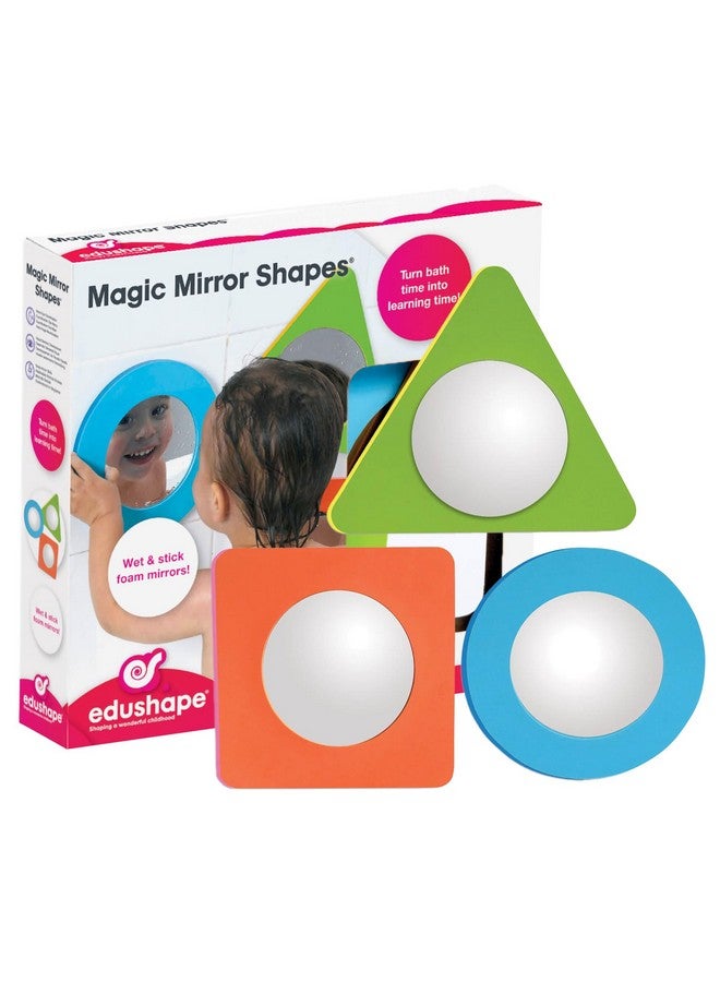 Edushape Magic Mirror Shapes Baby Bath Foam Toys Mirror - Stick-On Removable Baby Foam Bath Toys for Toddlers 1-3 - Learning Bath Toys Foam Mirror Teach Cause & Effect, Reasoning, Cognitive Skills - Image 1